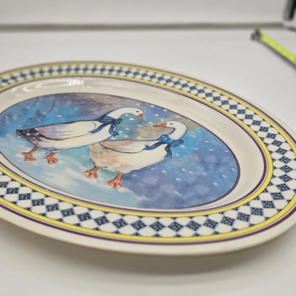 Melamine Ware Gourmet Design Goose Duck w/Ribbons Serving Platter Tray Vintage